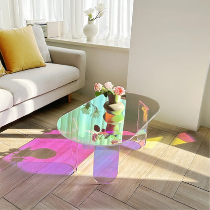 Koffietafel - Salontafel - Bijzettafel - Wandtafel - Ongeschonden Acrylaat – Transparante Bijzettafel met Regenboog Effect & 4 Poten