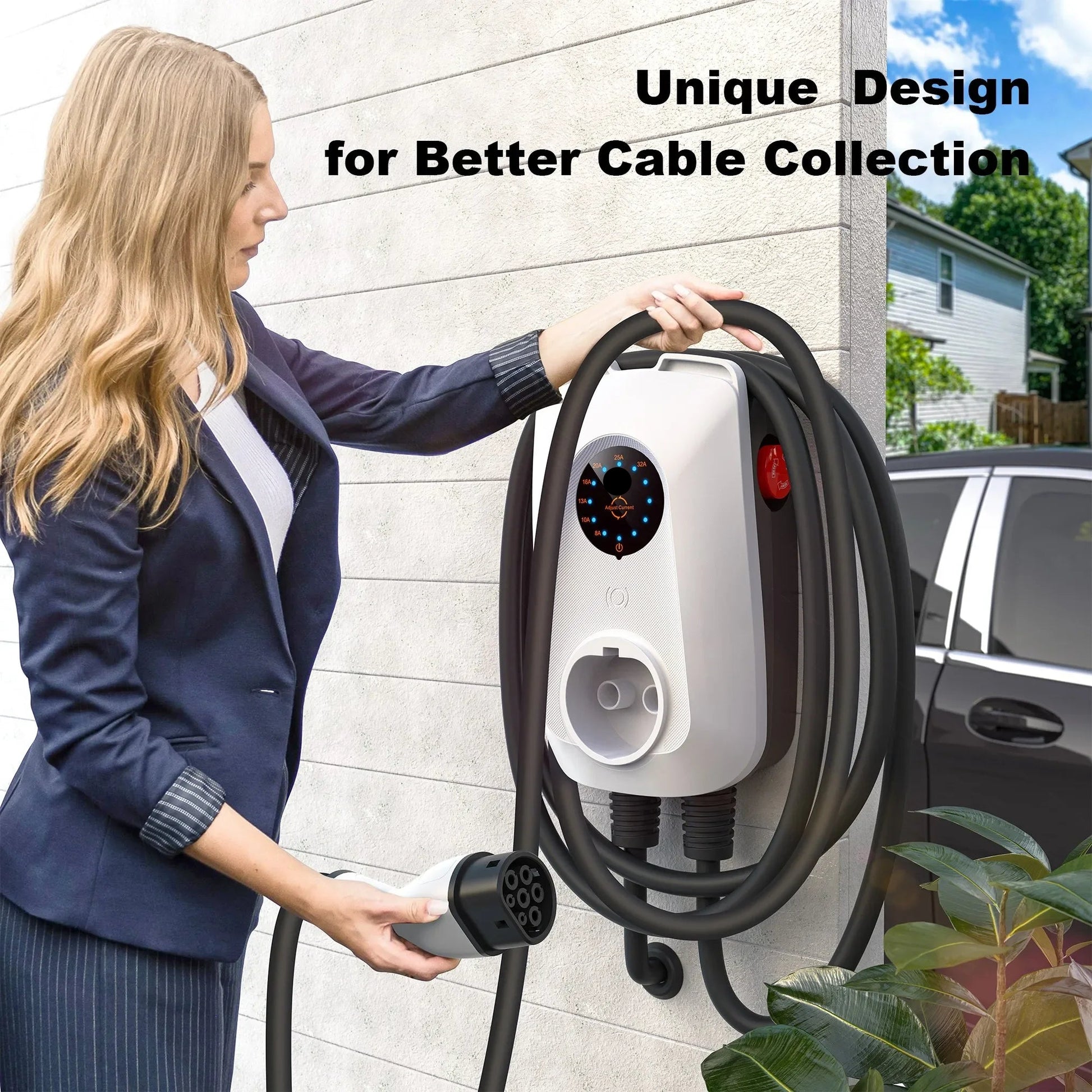 Elektrische Laadpaal – Wandlader – Thuislader – EV Lader – Laadstation – 7 kW Vermogen – IP65 Waterbestendig – Verstelbare Stroom 8A-32A - QUORE