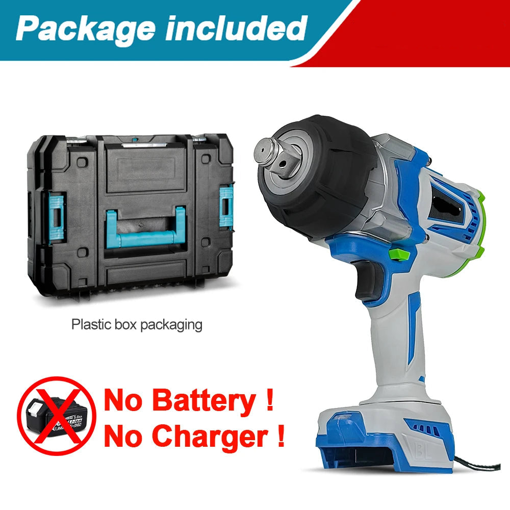 Elektrische Momentsleutel – Momentsleutel Draadloos – Momentsleutel 18V – Momentsleutel Borstelloos – Momentsleutel 3/4" – Maximaal Koppel 4100 N.m – Oplaadbare Batterij - Zonder Batterij - Kunststof