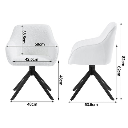 Draaistoel - Draaibare Eetkamerstoelen – Set van 2 – Ergonomische Corduroy Stoelen met Armleuningen – Comfortabele Keuken- & Loungestoelen – 360° Draaiend – Stabiel & Modern Design - 58x53.5x82cm - Donkergrijs