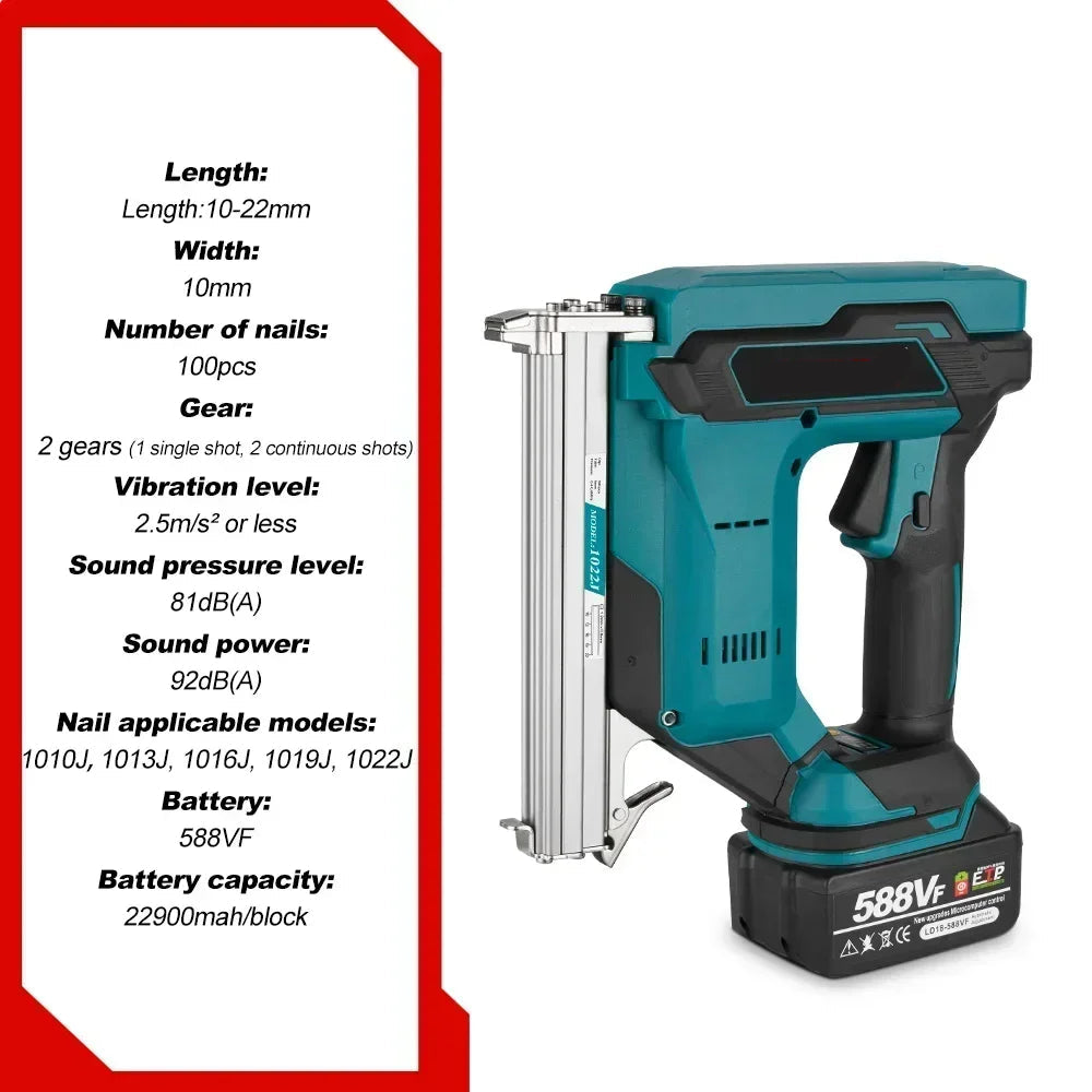 Elektrisch Spijkerpistool - Nietpistool - Handtacker - Snoerloos - 2-Gang - 18V Accu - Nagelpistool - Oplaadbare Accu - Borstelloos - Nagelpistool - Spijkermachine - 2 Accu - Groente - QUORE