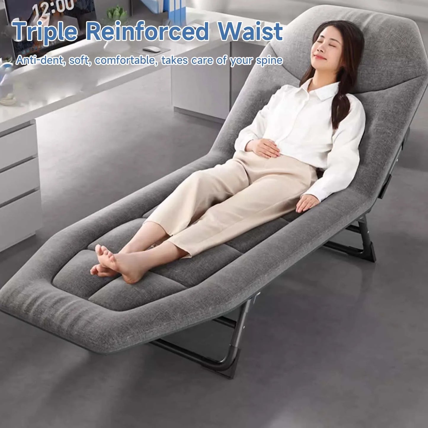 Outdoor Camping Vouwbed - Draagbare Lounge Chair met Verstelbare Rugleuning en Zacht Kussen - Multifunctioneel en Antislip - Gastbed voor Tuin en Kamperen