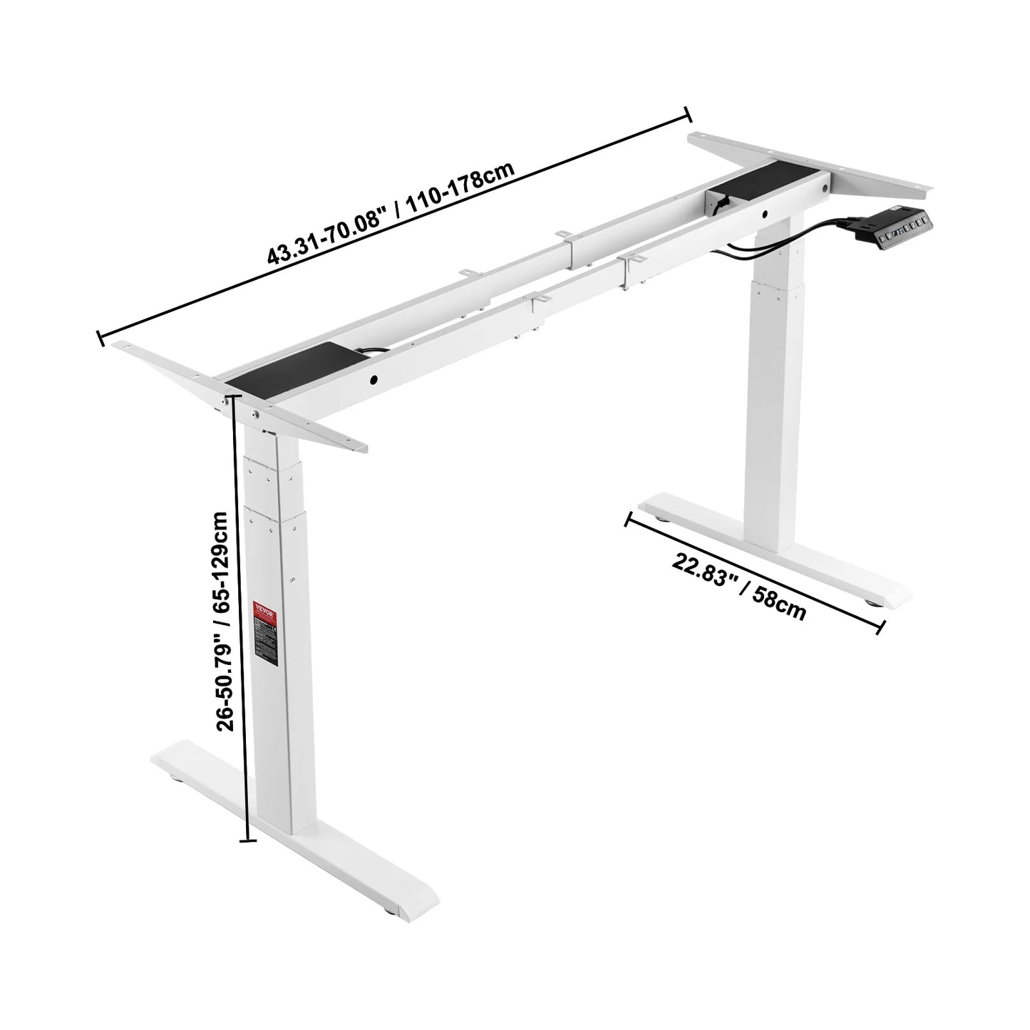 Ergonomisch Zit-Sta Bureauframe – Verstelbaar Bureauframe – Zit Sta Frame – Hoogte Verstelbaar – Stil Motor – Geheugenfunctie - QUORE
