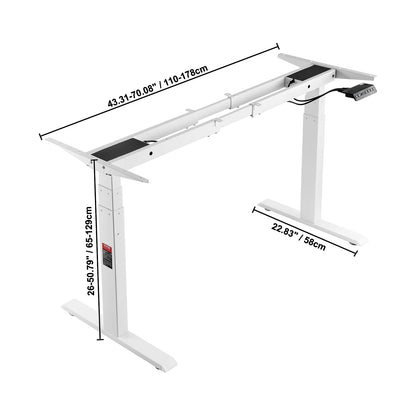 Ergonomisch Zit-Sta Bureauframe – Verstelbaar Bureauframe – Zit Sta Frame – Hoogte Verstelbaar – Stil Motor – Geheugenfunctie - QUORE
