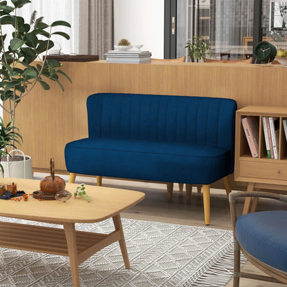 Tweezitsbank – Tweezitssalon – Bank Voor Twee – Loungebank – Minimalistisch Scandinavisch Design – Fluweelzachte Polyester Bekleding – Stevige Houten Poten