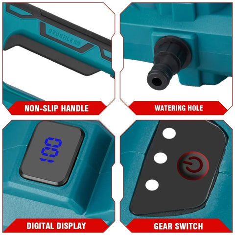 ONEVAN Accu Hogedrukreiniger - 2x Accu 1500 mAh - Draadloze Hogedrukspuit - Auto Wasmachine - Krachtige Koperen Motor - Roestvrijstalen Fijnfilter - Draagbaar - Tuin Waterpistool - Multi-Angle Spuitmond - QUORE