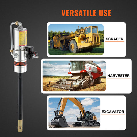 Grease Gun - Pneumatic Grease Gun - 50:1 Pressure Ratio - 360° Rotatable Grease Gun Head - Aluminium Grease Gun - Grease Gun Pistol Grease Gun Powerful - Black