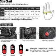Heated Gloves - Electric Gloves - Rechargeable Heated Gloves - Waterproof Gloves - Leather Sheepskin - for Motorcycle, Hiking Gloves, Outdoor Sports, Winter - Large