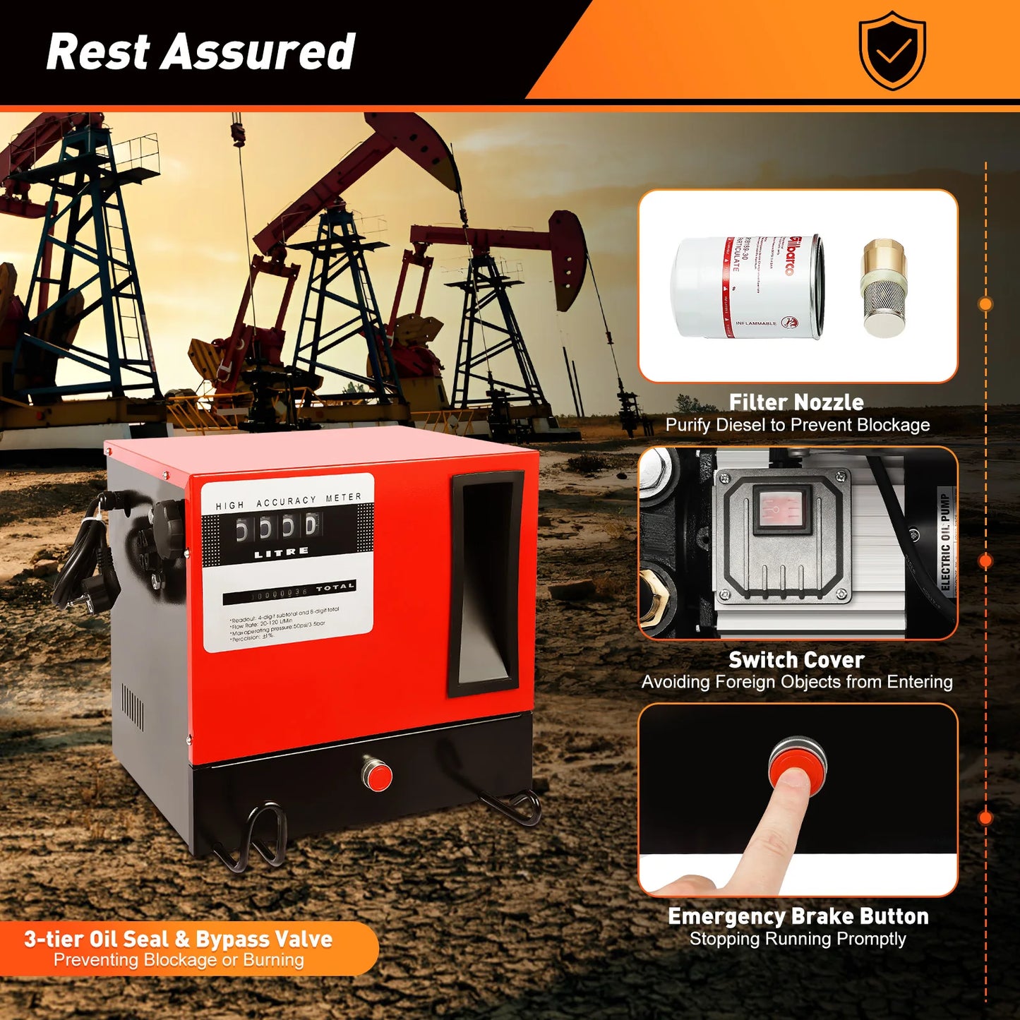 Zelfaanzuigende Brandstofpomp – Dieselpomp – Oliepomp – Verwarmingsoliepomp – Benzinepomp – Rood – 550W Motor – 60 Liter per Minuut Debiet