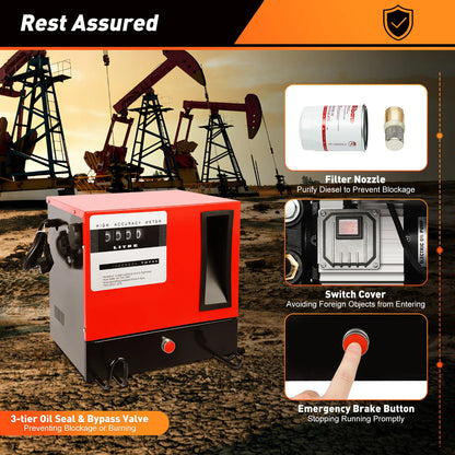 Zelfaanzuigende Brandstofpomp – Dieselpomp – Oliepomp – Verwarmingsoliepomp – Benzinepomp – Rood – 550W Motor – 60 Liter per Minuut Debiet