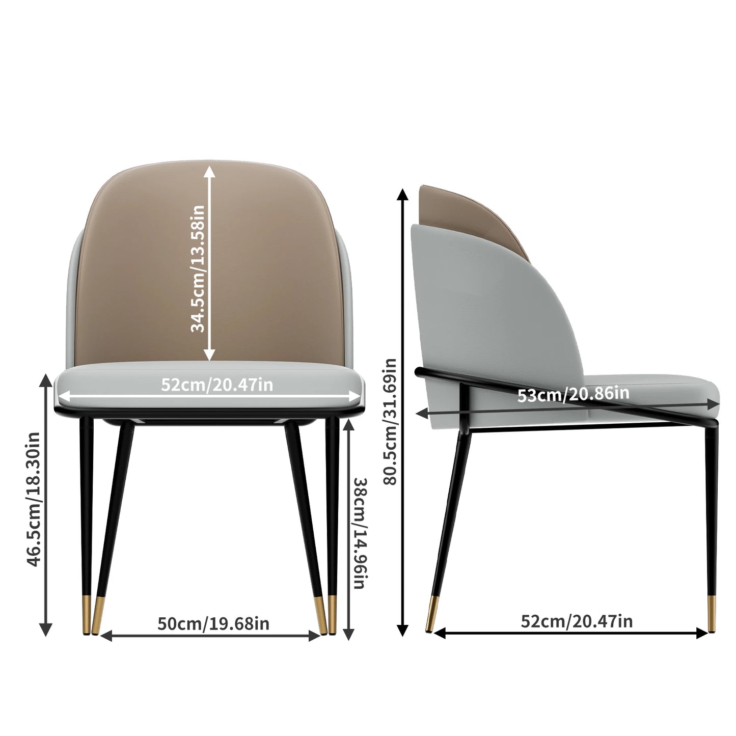 Eetkamerstoelen – Stoelen – Dining Chairs – Comfortabele Stoelen – Microvezel PU-Leder – Massief Eucalyptus Hout – 150 Kg Draagkracht - Set van 2 - Beige