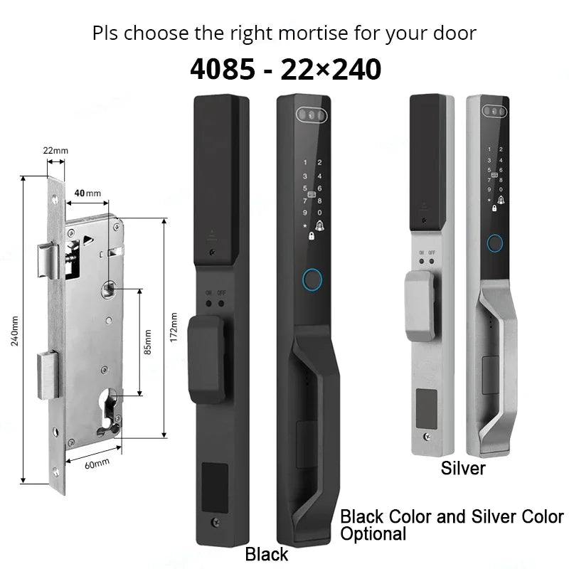 For Euro Mortise of 85/92 3D Face Recognition Smart Door Lock Tuya App Control IP68 Waterpoof Wifi Eletric Digital Smart Lock - QUORE