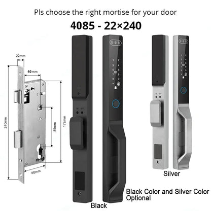 For Euro Mortise of 85/92 3D Face Recognition Smart Door Lock Tuya App Control IP68 Waterpoof Wifi Eletric Digital Smart Lock - QUORE