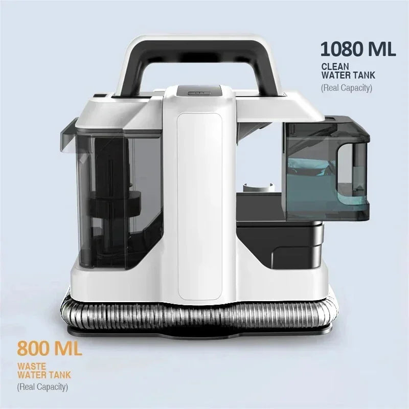Tapijtreiniger - Draagbare - Vlekken - Bank - Meubel - Zetel - Auto - Trap - Matras - Haarverwijderaar Stofzuiger - 450W - 220V/110V - met Dubbel Watertanksysteem - Wit