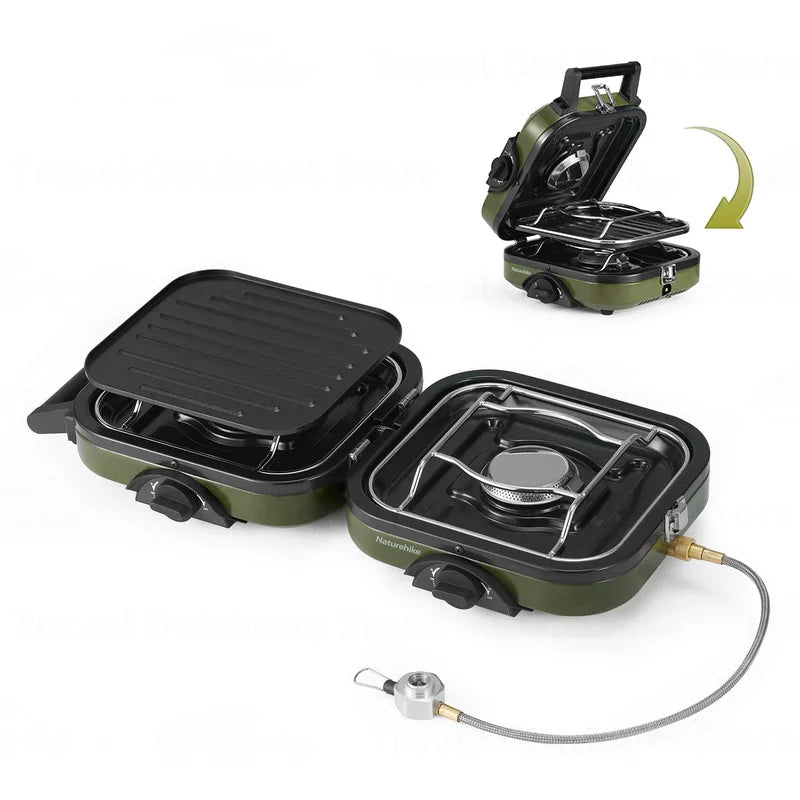 Tweepits Gasbrander – Ultralichte Gasbrander – Compacte Campingkookplaat – Buitenkeuken – 2300 Watt – Roestvrij Staal – Inklapbaar Design