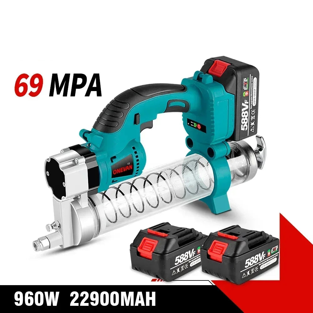 Vetspuit - met Accu - Elektrische - Draadloze - Pomp - Patroon - Oplaadbaar - 10000PSI - Hoge Druk - 960W - 18V - Brushless Motor - met Werkverlichting - Inclusief Opbergkoffer - Zonder Accu