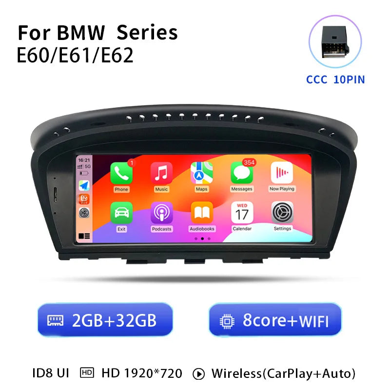 Carplay Autoradio – Multimedia Unit – Draadloze CarPlay – Android 14 Systeem – BMW Compatible – 8.8 Inch HD Touchscreen – 6GB RAM 32GB Opslag