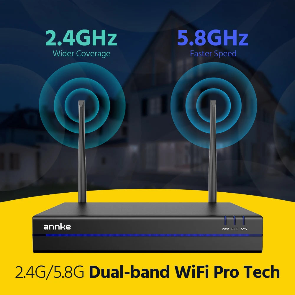 ANNKE 8MP Wireless NVR Security System Wi-Fi Access H.264+ Video 16Ch NVR Two-Way Voice Motion Detection Night Vision IP Camera - QUORE