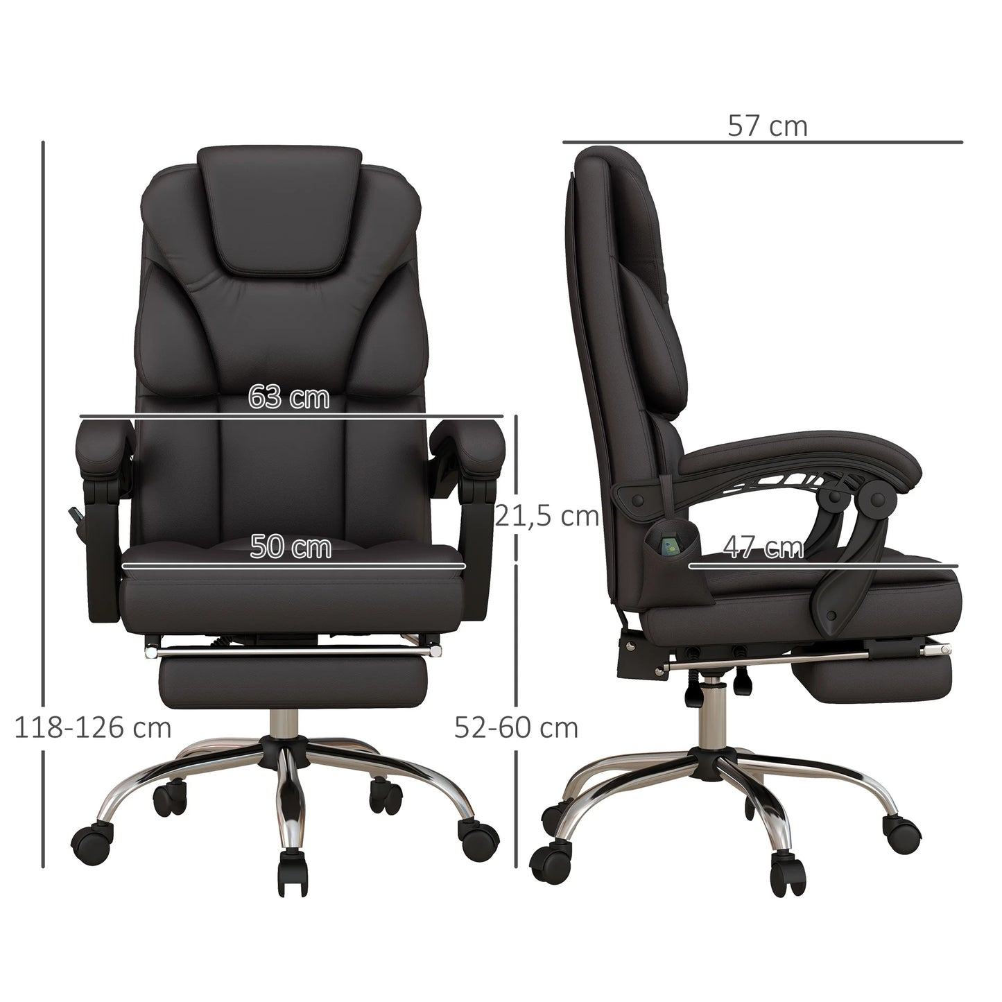 Massage Bureaustoel – Ergonomische Bureaustoel – Gamestoel – Relaxstoel – 6 Massagepunten – Verstelbare Zithoogte – Kantelbare Rugleuning