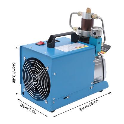 Luchtcompressor – Compressor – Luchtpomp - Airpress Compressor - Elektrische Compressor – Oppompen – Industrieel – 2800 RPM - 1800 W Motor – 40 Mpa Max Druk-  220V - Blauw - QUORE