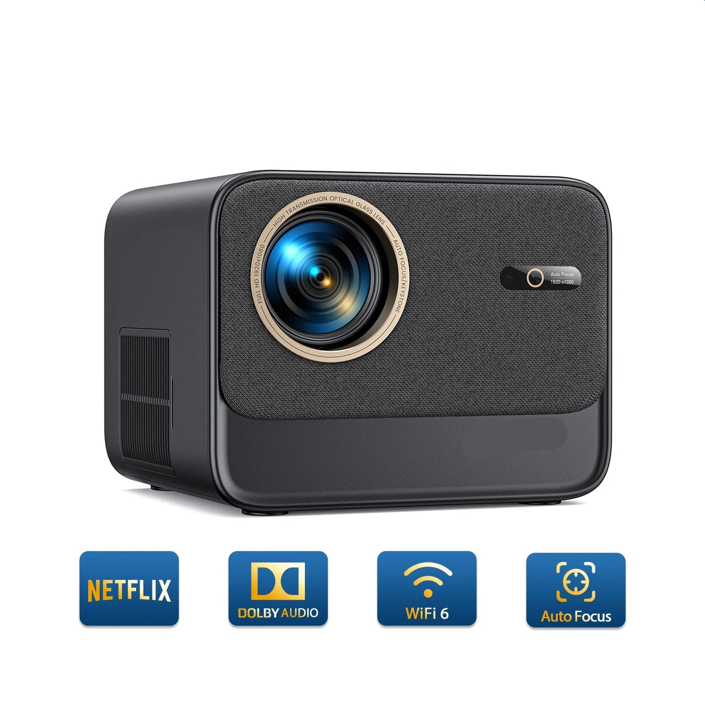 Beamer - Projector - Mini Projector - 4K - FHD 1080P - 30000 Lumen -  Auto Focus & Keystone - WIFI 6 & Bluetooth – Dolby Ondersteuning – Draagbare - Home Theater Beamer – EU Plug - Zwart