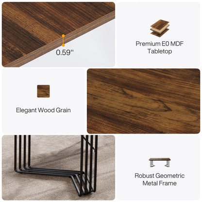 Vergadertafel – Werktafel – Bureau – Eettafel – Industrieel – Stevig Metalen Frame - 100 x 200 x 75 cm - Bruin - QUORE