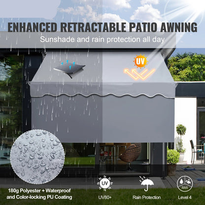 Klemluifel - Uitschuifbare Zonwering - Balkonluifel - 118x47inch - Handmatig Verstelbaar - Waterdicht & UV80+ Bescherming - Voor Tuin - Balkon en Terras