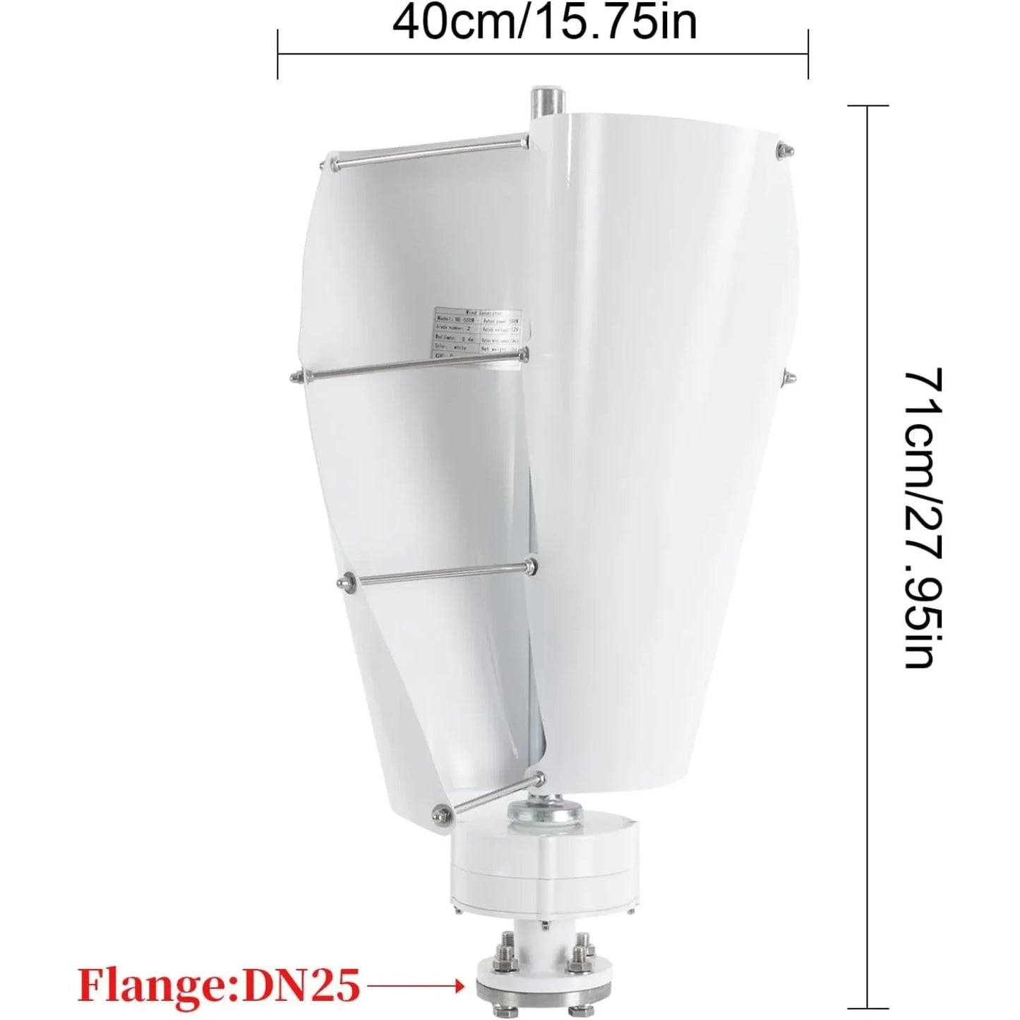 Windturbine – Windgenerator – Windmolen – Duurzame Energie – 500W Vermogen – IP67 Bescherming – Fluisterstil Minder Dan 62 dB - Wit