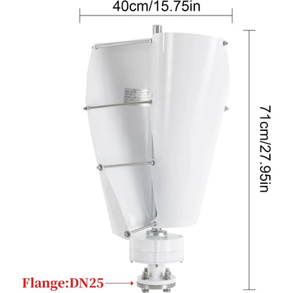 Windturbine – Windgenerator – Windmolen – Duurzame Energie – 500W Vermogen – IP67 Bescherming – Fluisterstil Minder Dan 62 dB - Wit