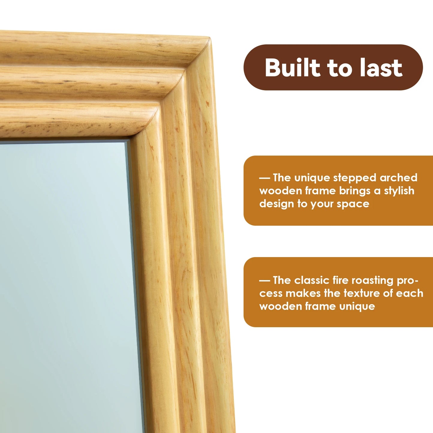 Full-length Spiegel – Staande Spiegel – Wandspiegel – Rechthoekige Spiegel – Passpiegel – Massief Houten Frame – 160x50 cm – Bruin
