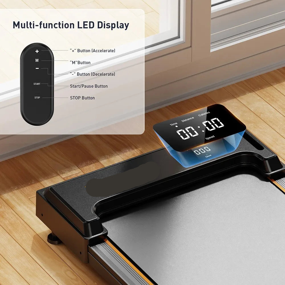 Loopband - Walking Pad - Wandelband - Hardloopband - Loopbanden - 2-in-1 - met 2,5 PK Motor - LED Display en Afstandsbediening - Ultradunne Treadmill voor Thuis en Kantoor – Max. 100 kg – Snelheid 1–6 km/u