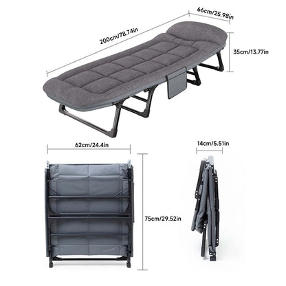 Outdoor Camping Vouwbed - Draagbare Lounge Chair met Verstelbare Rugleuning en Zacht Kussen - Multifunctioneel en Antislip - Gastbed voor Tuin en Kamperen
