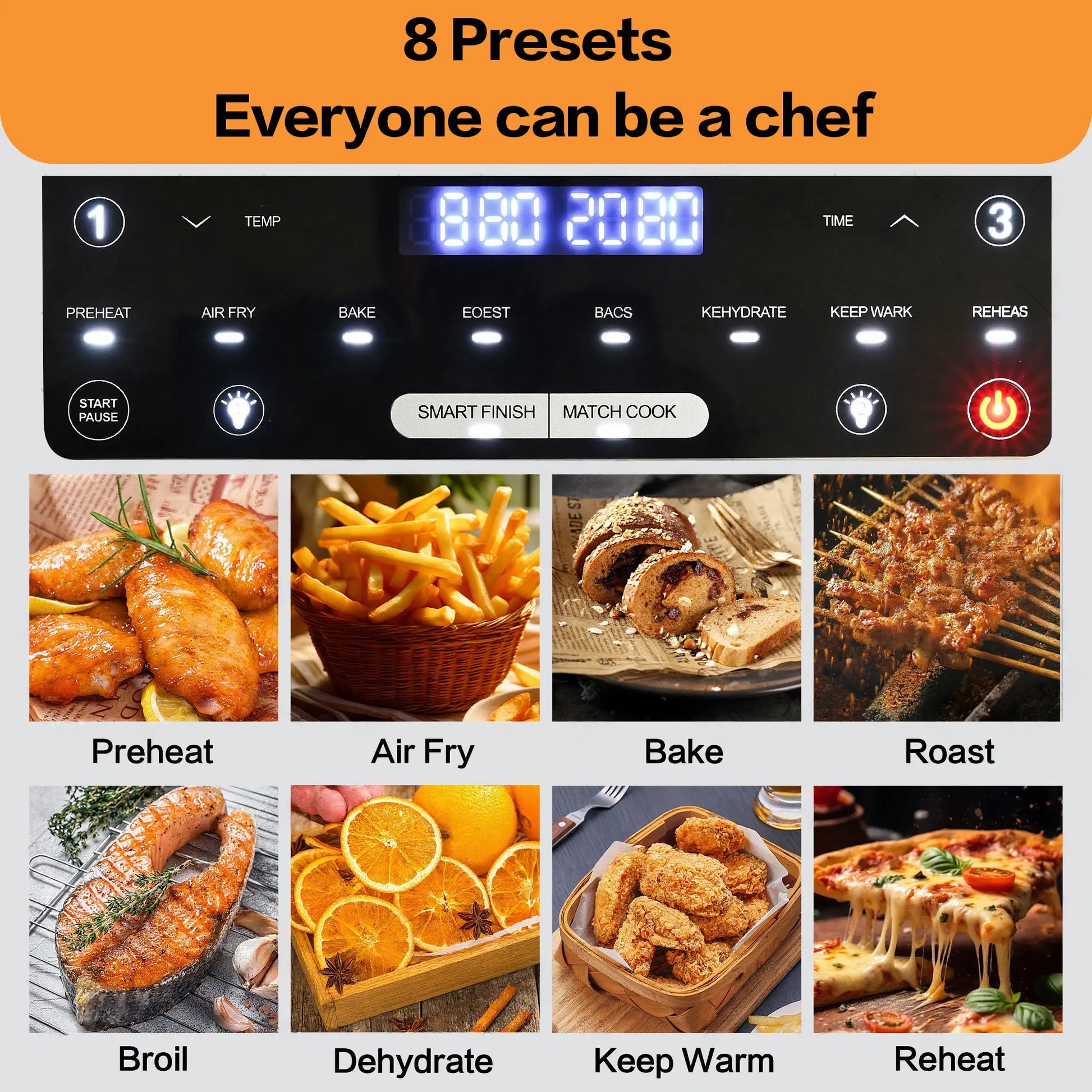 Heteluchtfriteuse – Airfryer - Airfryer Oven XXL - 12L - Dubbele Kookkamer Instelbaar - 2000W - 240V - 8 Voorgeprogrammeerde Programma's - LED Touchscreen - Kijkvenster - Zwart - QUORE