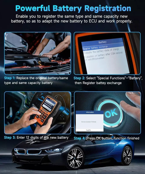 OBD2-Scanner - Diagnosecomputer - Slimme Diagnosetool - Foutverwijdering - Voor BMW - Alle systemen ABS SRS D.PF TPMS OBD2 Diagnose Scanner - OBD2 Automotive Scanner - Bi-directionele Diagnose - Zwart