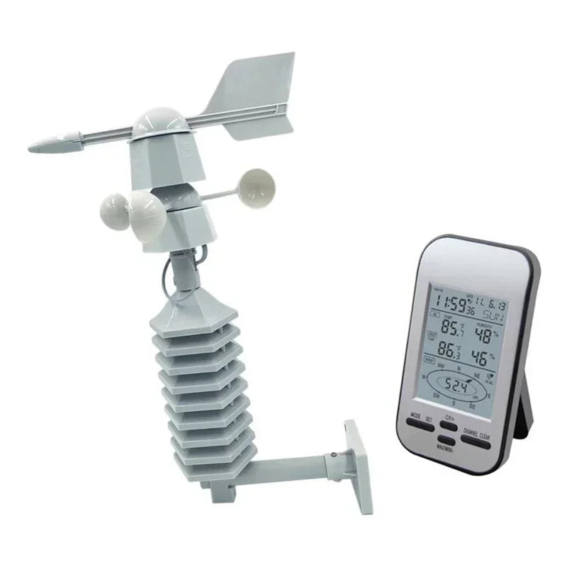 Windmeter – Anemometer – Windsnelheidsmeter – Weerstation – Windrichtingmeter – Binnen- en Buitentemperatuur – Draadloos Met Digitaal Display