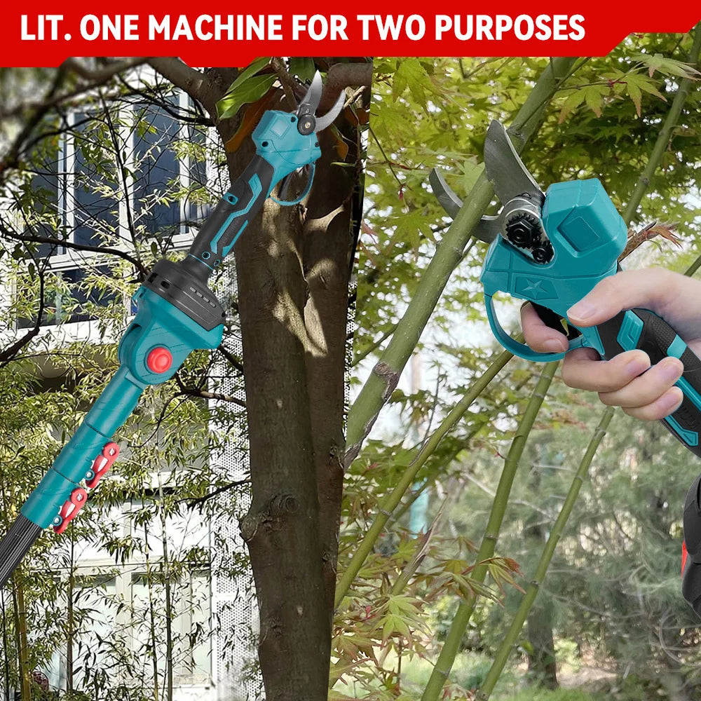 2-in-1 Snoeigereedschap - Accu Kettingzaag - Telescopische Zaag - Draadloze - 3500W - Lichtgewicht - Tuingereedschap - 2 Accu