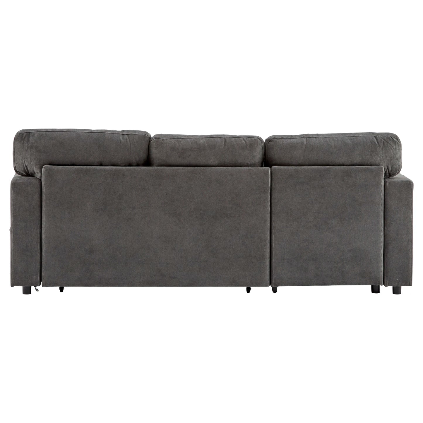 Hoekbankbed – Slaapbank – Bedbank – Loungesofa – Bedbank Hoek – Donkergrijs – Met Opbergruimte – Verstelbare Matras 90x190 cm