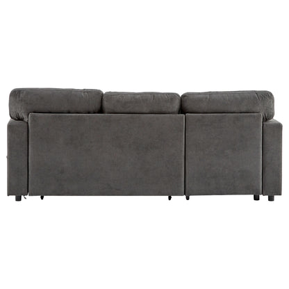 Hoekbankbed – Slaapbank – Bedbank – Loungesofa – Bedbank Hoek – Donkergrijs – Met Opbergruimte – Verstelbare Matras 90x190 cm