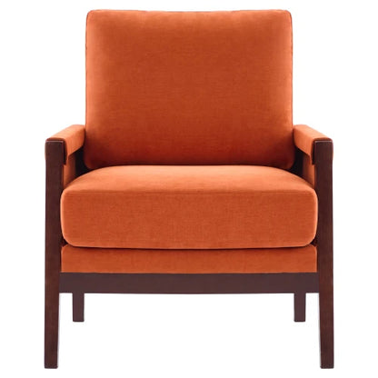 Relaxstoel – Loungestoel – Fauteuil – Leesstoel – Relaxfauteuil – Zitstoel – Chenillestof Bekleding – Massief Houten Frame - 76.5 x 83 x 95.5 cm - Oranje
