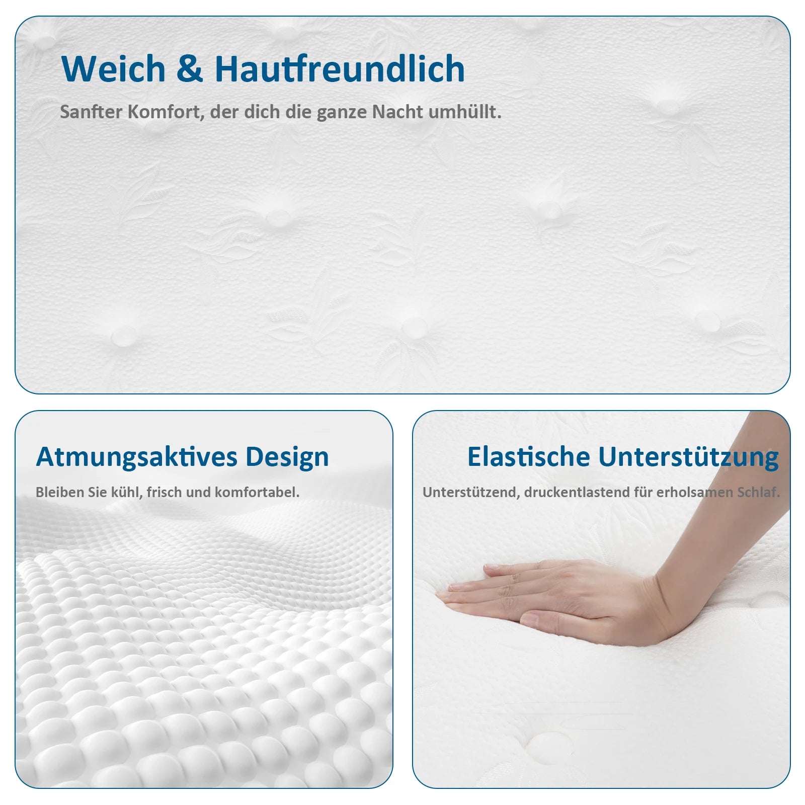 Pocket spring core mattress 25cm H3 - 7 zones with diatom foam & orthopedic support - QUORE