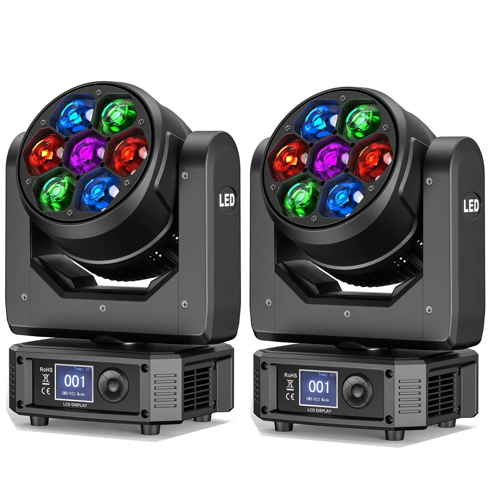 Moving Head Stage Verlichting – DJ Spot – Podiumlamp – LED Beam Licht – Party Verlichting – EU Stekker – 2x 300W RGBW LED – Elektronische Zoom & Preciese XY-as bediening - QUORE