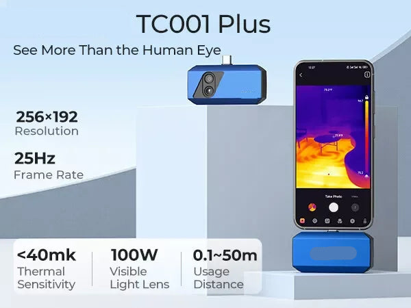 Warmtebeeldcamera - Thermische Camera - Warmtecamera - Infrarood Camera -  256×192 Pixels – 100W Zichtbaar Lichtlens – Hoge Resolutie Infrarood Handheld – Compatibel met Android Tablets