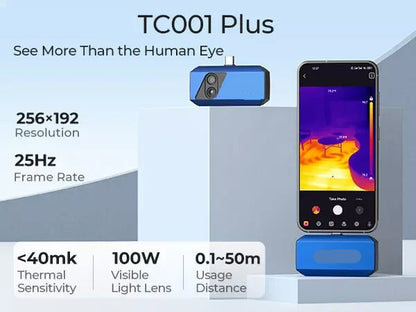 Warmtebeeldcamera - Thermische Camera - Warmtecamera - Infrarood Camera -  256×192 Pixels – 100W Zichtbaar Lichtlens – Hoge Resolutie Infrarood Handheld – Compatibel met Android Tablets