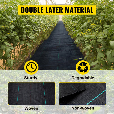 Garden fleece - Fleece cloth - Plant protection - Fleece cloth - Weed fleece - Drainage cloth - Woven ground cloth - 5 * 250ft - Landscape cloth