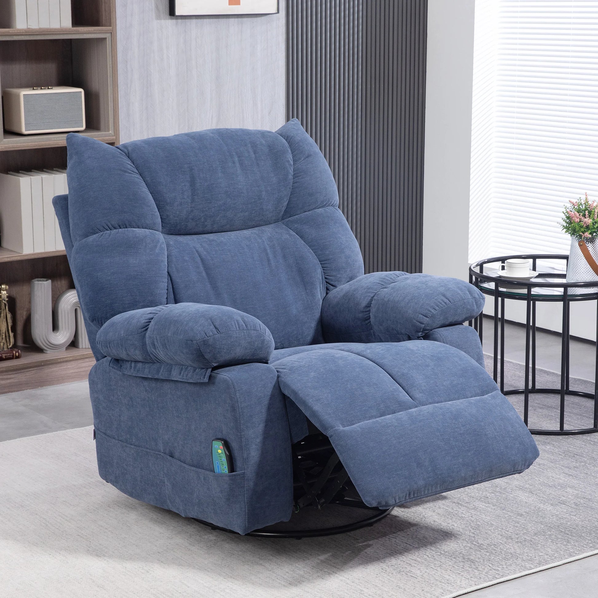 Elektrische Relaxfauteuil – Relaxstoel – Massagefauteuil – Relaxstoel Met Massage – Verstelbare Rugleuning – Warmtefunctie – 360° Draaibaar - QUORE