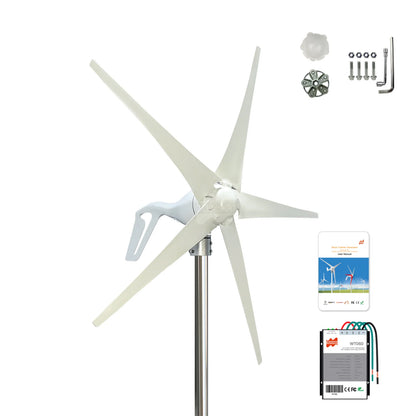 Windturbine – Windgenerator – Windenergie Generator – 400W Turbine – Aluminium Behuizing – Weerbestendig Tot 80°C - Wit - QUORE