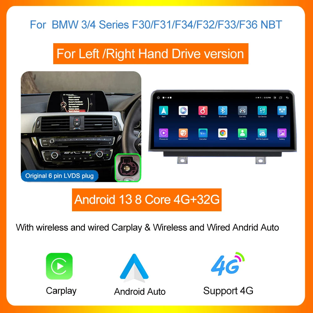 Multimedia Systeem BMW – Autoplayer – Navigatiesysteem – Inbouw Radio – Touchscreen Unit – 10,25 Inch Scherm – Wireless CarPlay & Android Auto – 4G Wifi Bluetooth