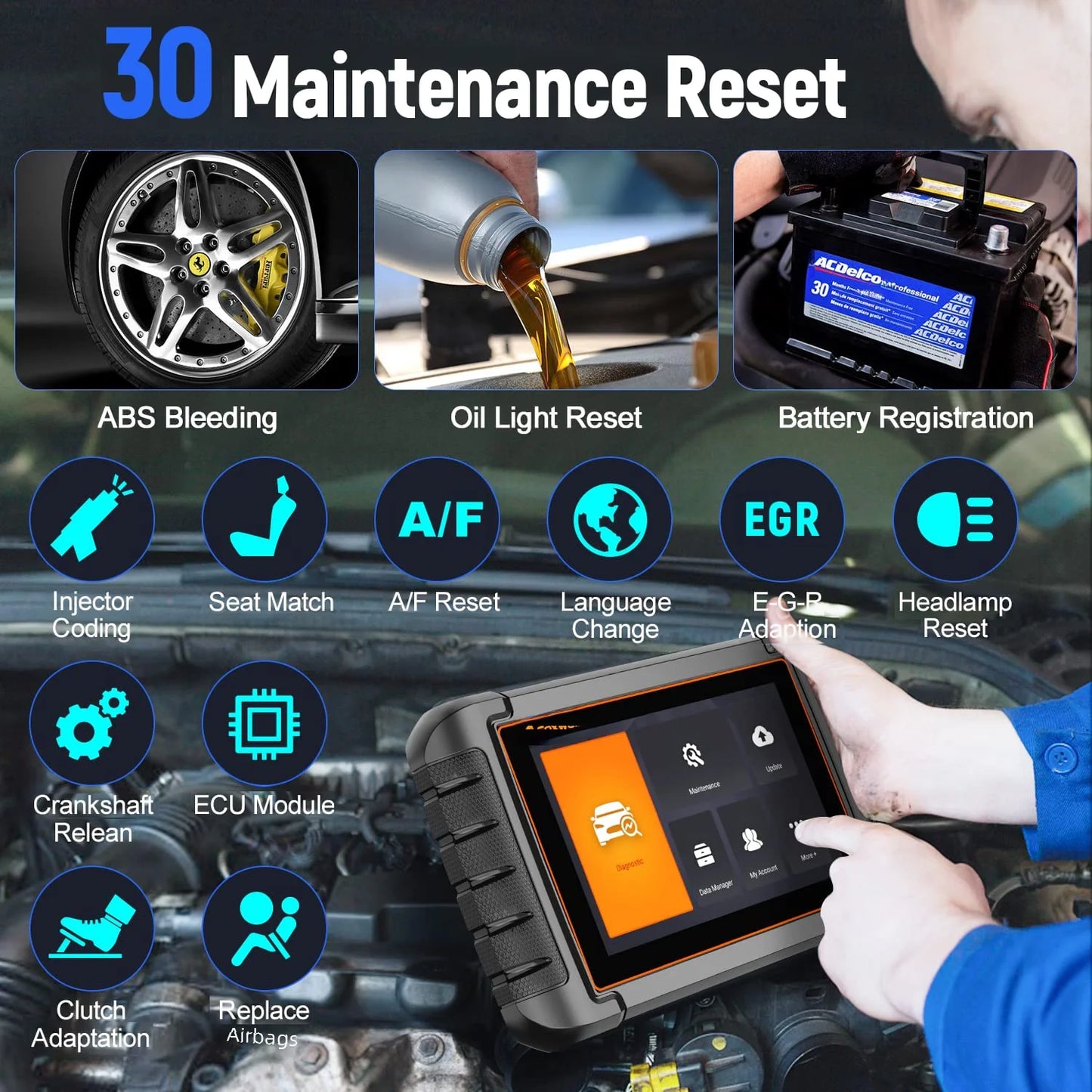 Autodiagnosetool – OBD2 Scanner – Foutcode Lezer – Auto Diagnose – 7-Inch Touchscreen – Wifi Updates