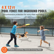 Fence - Pool Fence - Fencing Net - for Inground Pools - 4 x 12ft - Removable - Teslin PVC - Protects Children and Pets