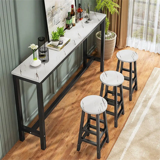 Marmeren Keukentafel – Bar Tafel – Hoge Tafel – Ontbijttafel – Eettafel – Wit Natuursteen – 120 cm Lang – Kras- en Hittebestendig